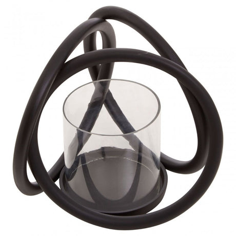 Aura Matte Black Small Candle Holder