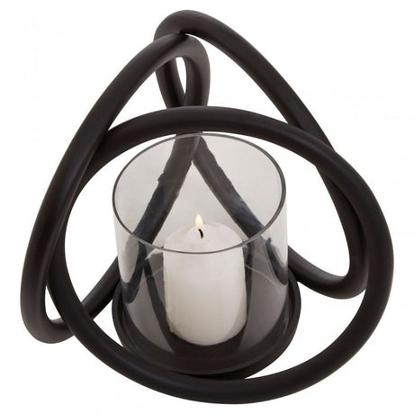 Aura Matte Black Small Candle Holder