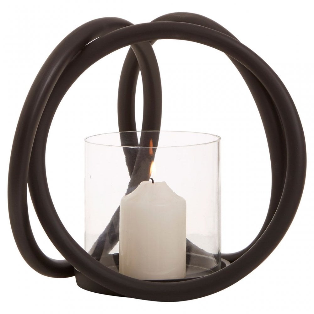 Aura Matte Black Small Candle Holder