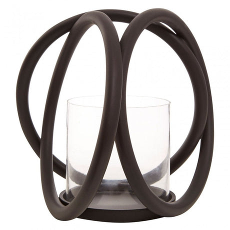 Aura Matte Black Small Candle Holder