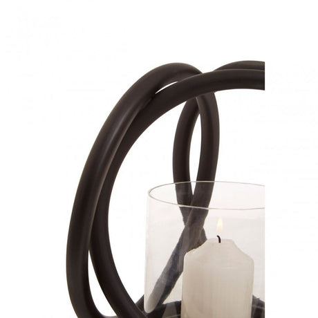 Aura Matte Black Small Candle Holder