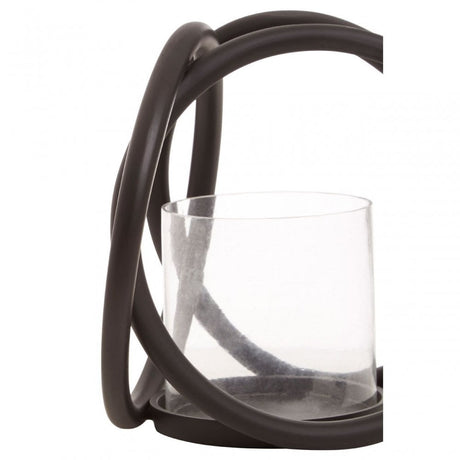 Aura Matte Black Small Candle Holder