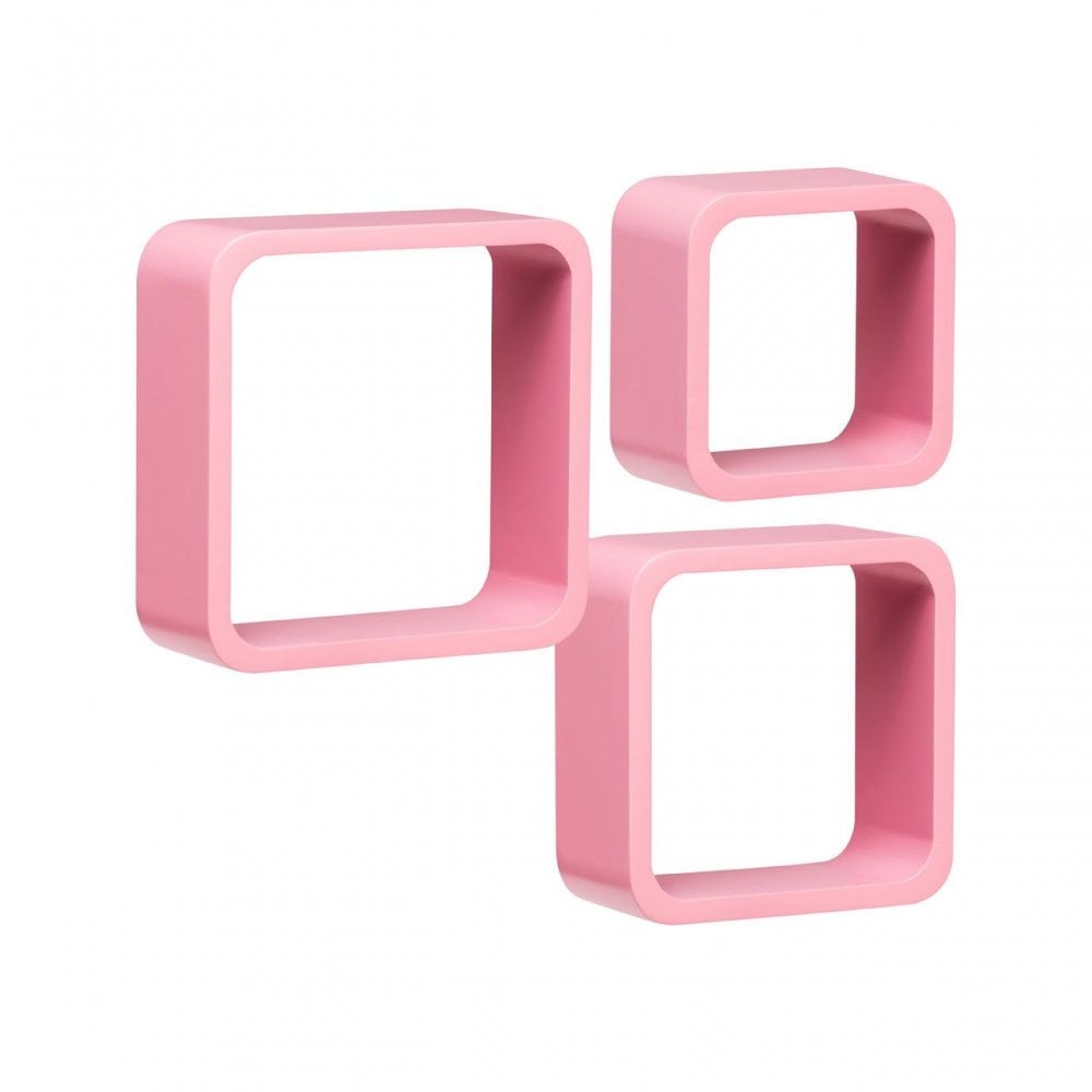 Pink Mdf Wall Cubes - Set Of 3