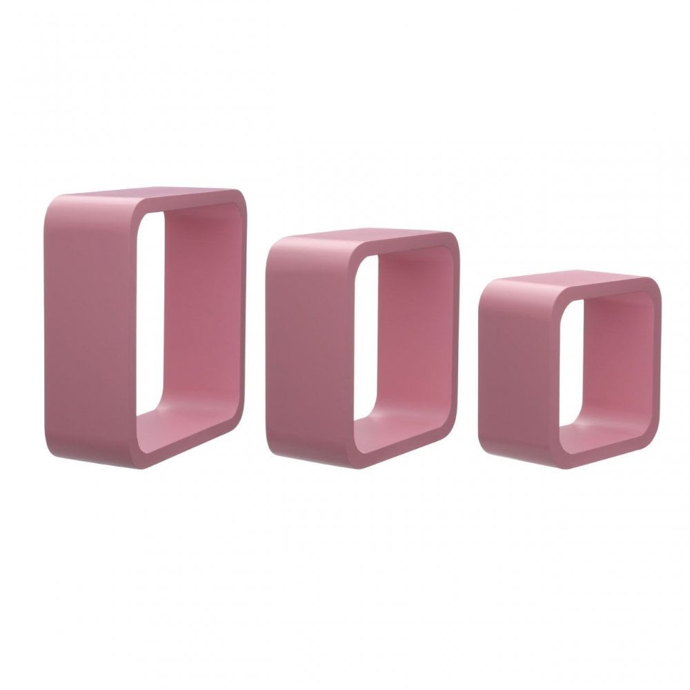 Pink Mdf Wall Cubes - Set Of 3