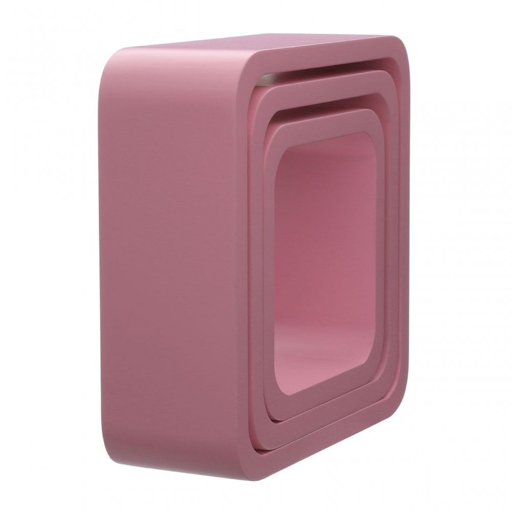 Pink Mdf Wall Cubes - Set Of 3