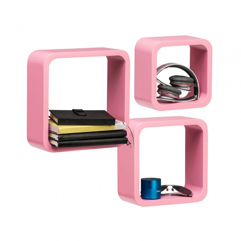 Pink Mdf Wall Cubes - Set Of 3