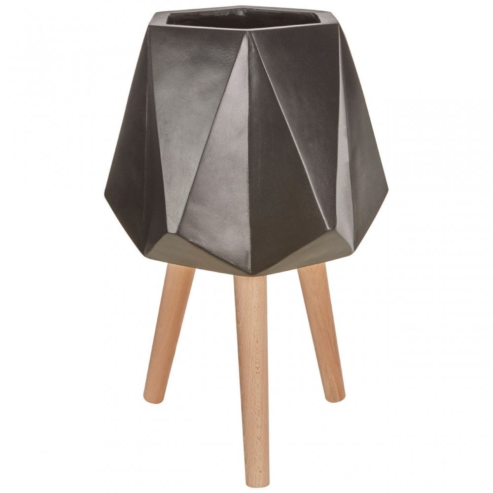 Darnell Black Multifaceted Planter - 62Cm