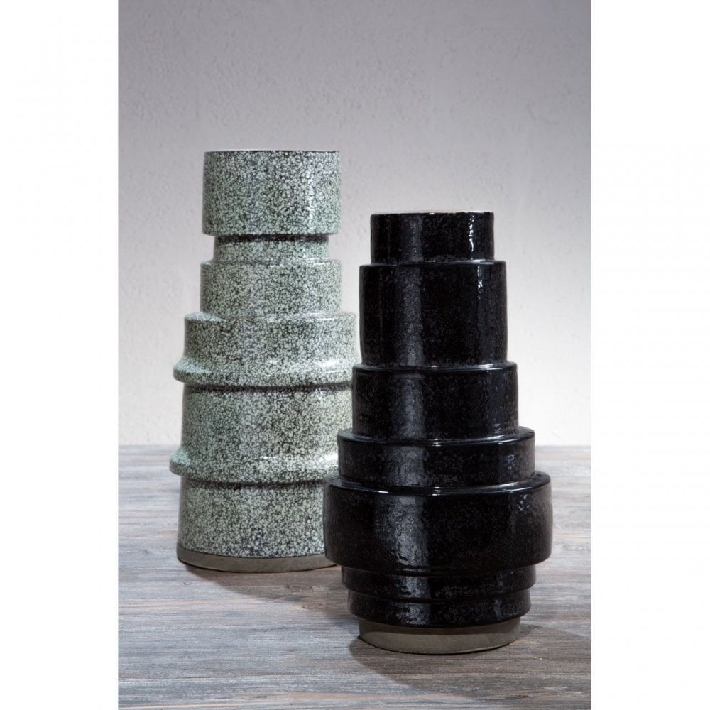Kaga Grey Speckled Earthenware Vase