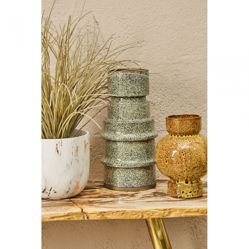 Kaga Grey Speckled Earthenware Vase