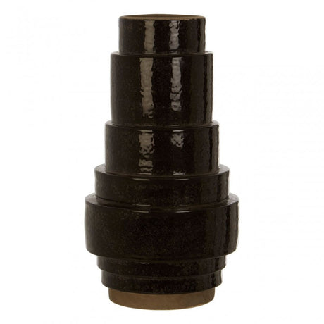 Kaga Black Earthenware Vase