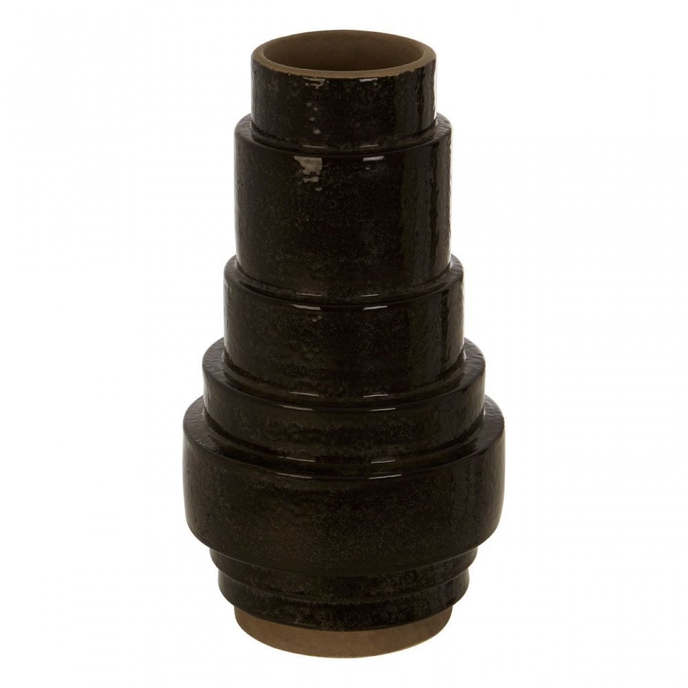 Kaga Black Earthenware Vase