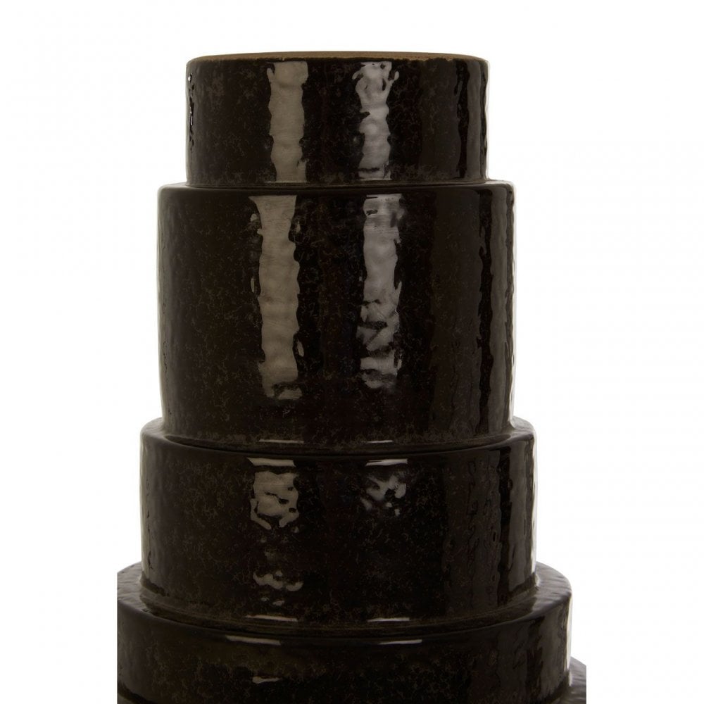Kaga Black Earthenware Vase