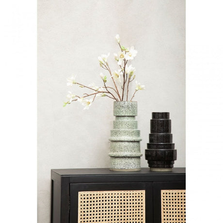Kaga Black Earthenware Vase