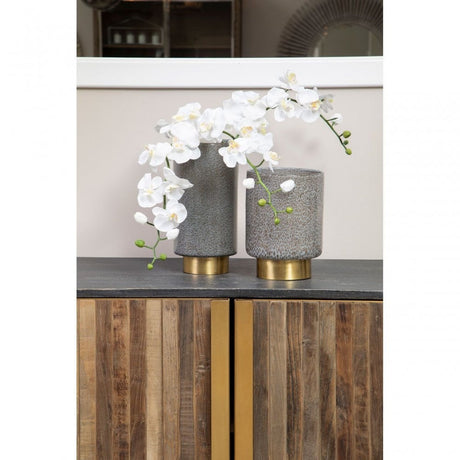 Cleo Small Grey And Gold Vase