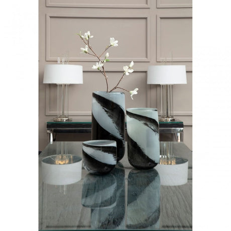 Carra Large Grey / Black Brushstroke Vase