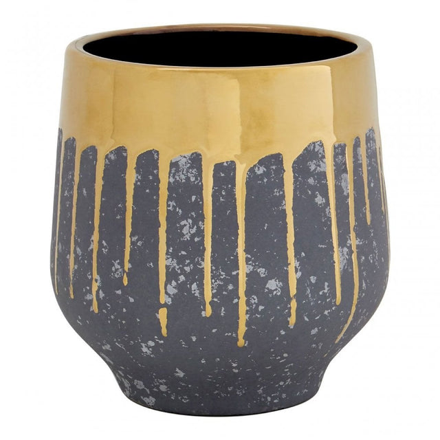 Cyrus Grey And Gold Finish Planter