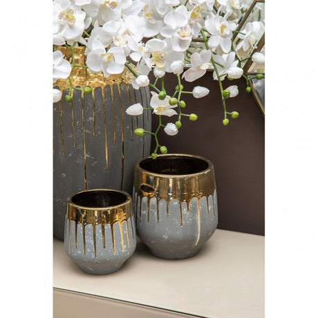 Cyrus Grey And Gold Finish Planter