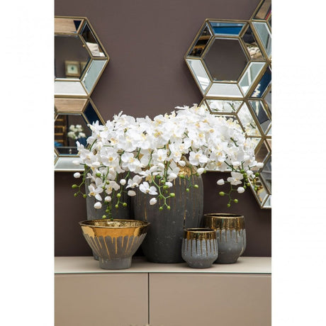 Cyrus Grey And Gold Finish Planter