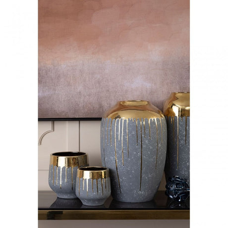 Cyrus Grey And Gold Finish Planter
