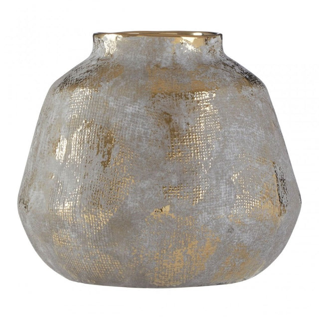 Orvena Small Grey Gold Finish Ceramic Vase