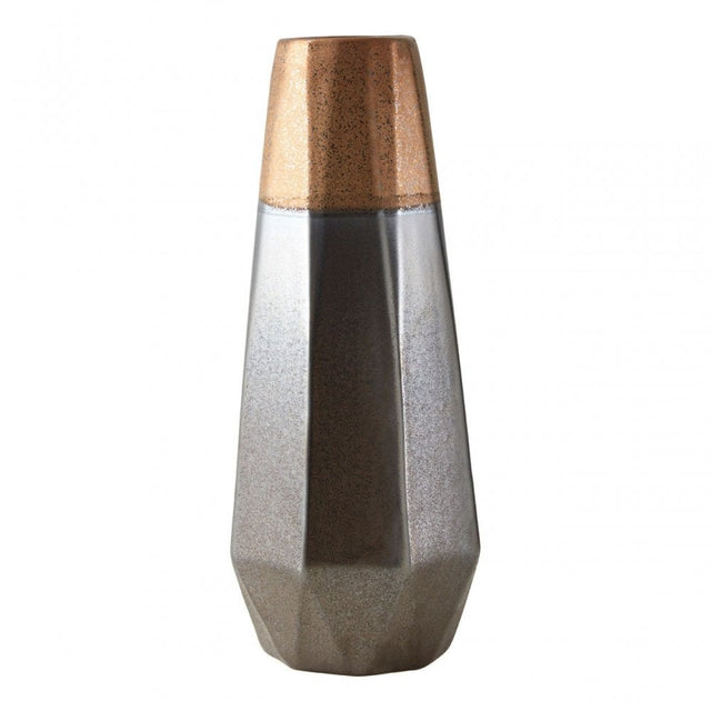 Jet Large Silver And Copper Vase