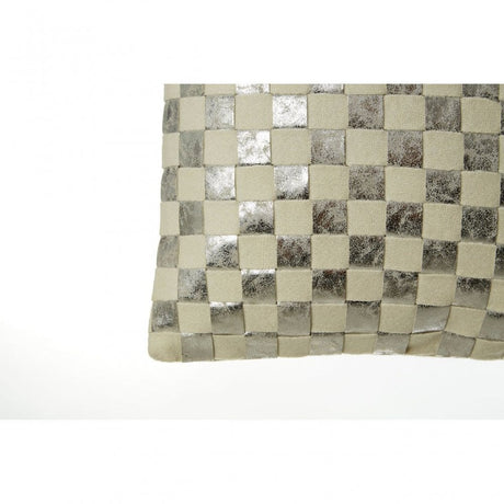 Fifty Five South Silver Check Square Cushion
