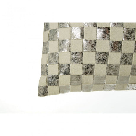 Fifty Five South Ivory/Silver Check Cushion