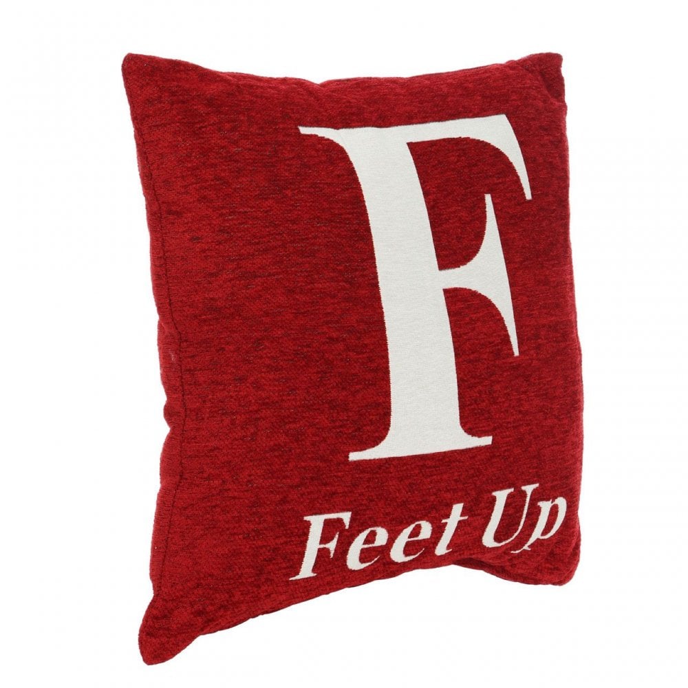 Words 'Feet Up' Red Cushion
