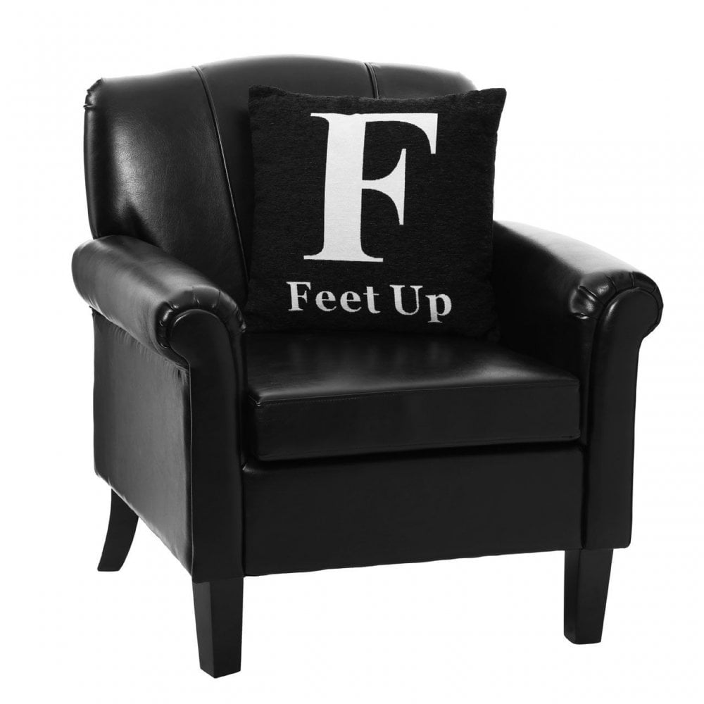 Words 'Feet Up' Black Cushion