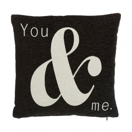 Words 'You & Me' Black Cushion