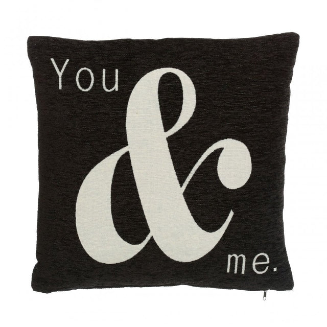 Words 'You & Me' Black Cushion