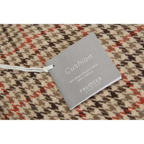 Heritage Large Beige Check Cushion