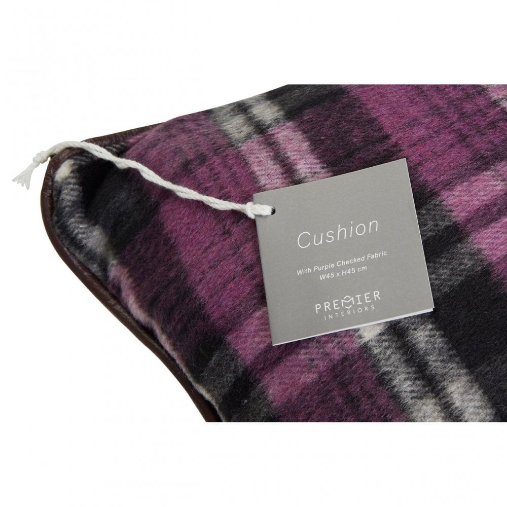 Heritage Large Purple Check Cushion