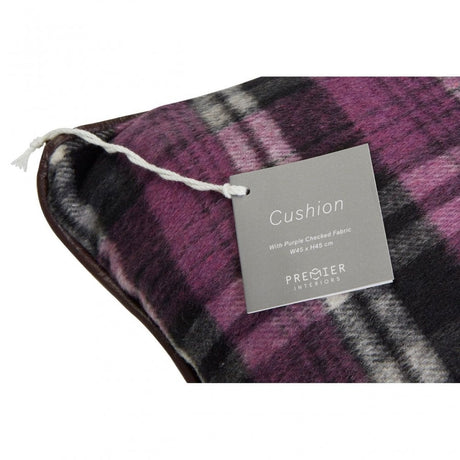Heritage Large Purple Check Cushion