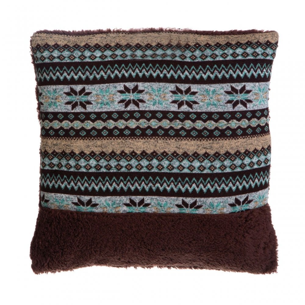 Heritage Fairisle Brown Cushion