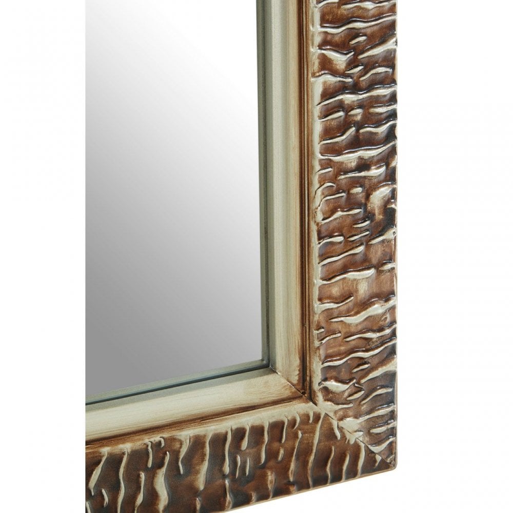 Zelma Champagne Finish Ridged Wall Mirror
