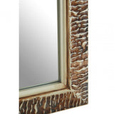 Zelma Champagne Finish Ridged Wall Mirror