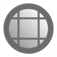 Flat Wood Round Grey Wall Mirror