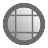 Flat Wood Round Grey Wall Mirror