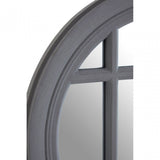 Flat Wood Round Grey Wall Mirror
