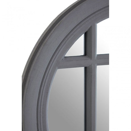 Flat Wood Round Grey Wall Mirror
