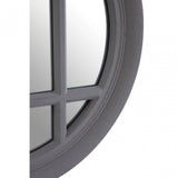 Flat Wood Round Grey Wall Mirror