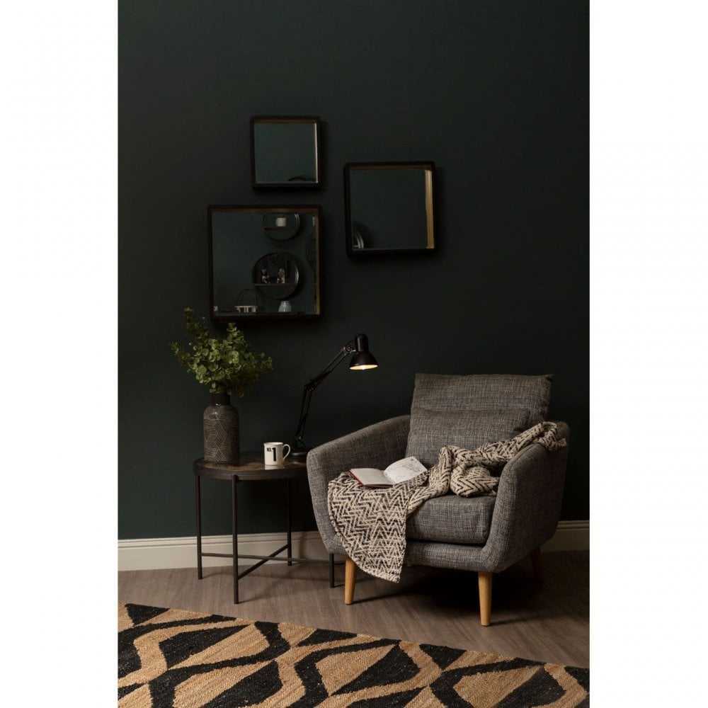 Medium Black Wall Mirror With Gold Edge