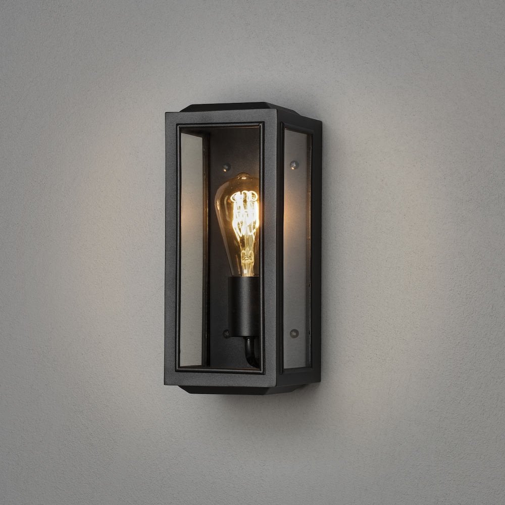 Sleek Carpi Black Wall Lantern, E27, IP44