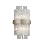 Silver Leaf Elegance: Dual Light Stainless Wall Sconce