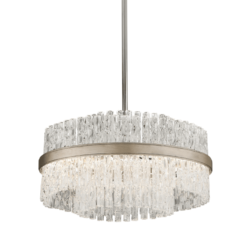 Silver Leaf Elegance: Chic 4-Light Polished Pendant