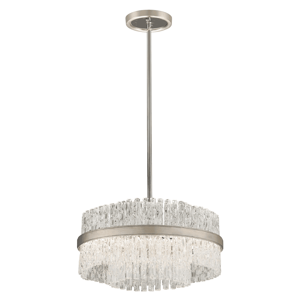 Silver Leaf Elegance: Chic 4-Light Polished Pendant