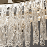 Silver Leaf Elegance: 8-Light Pendant with Clear Tubular Glass