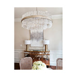 Silver Leaf Elegance: 8-Light Pendant with Clear Tubular Glass