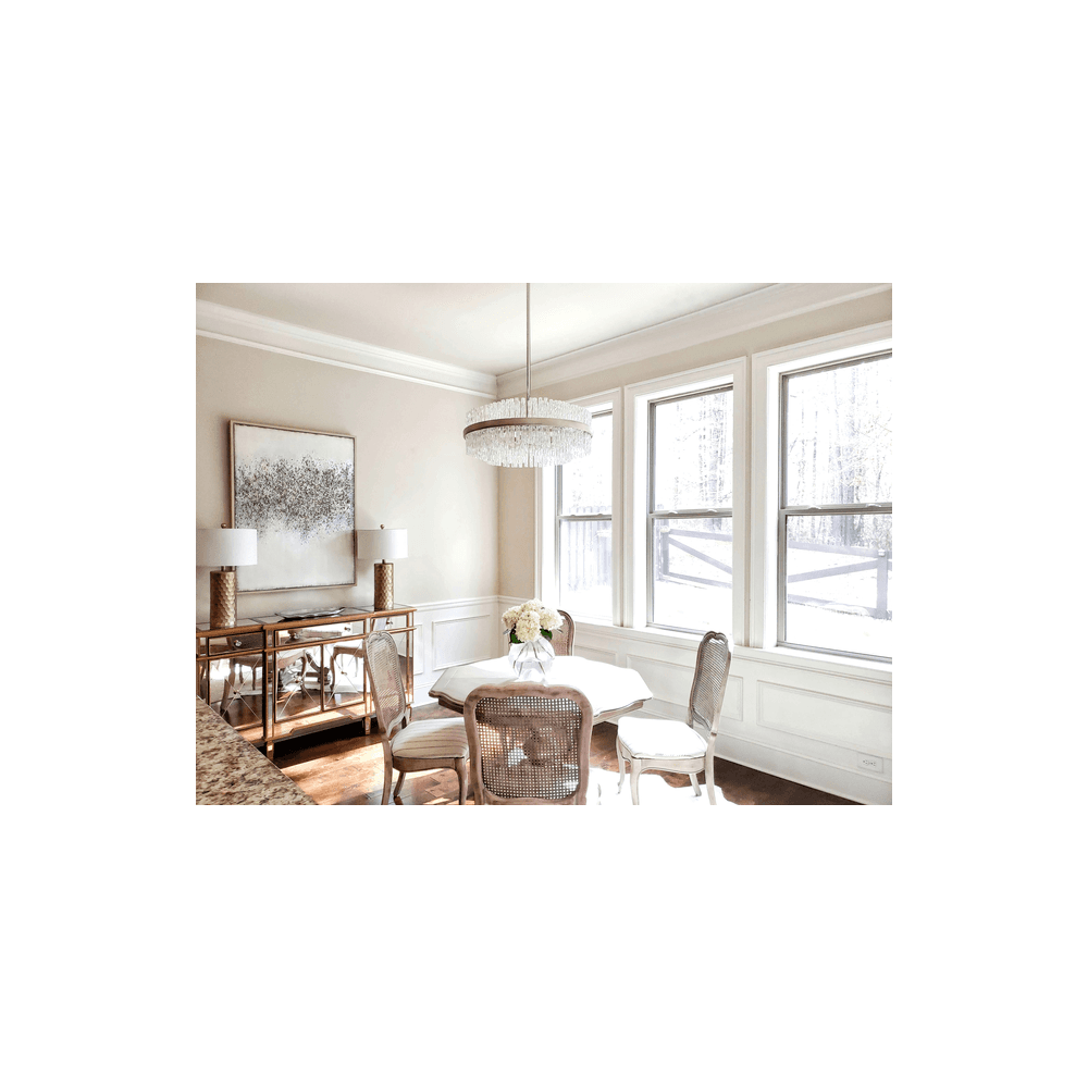 Silver Leaf Elegance: 8-Light Pendant with Clear Tubular Glass